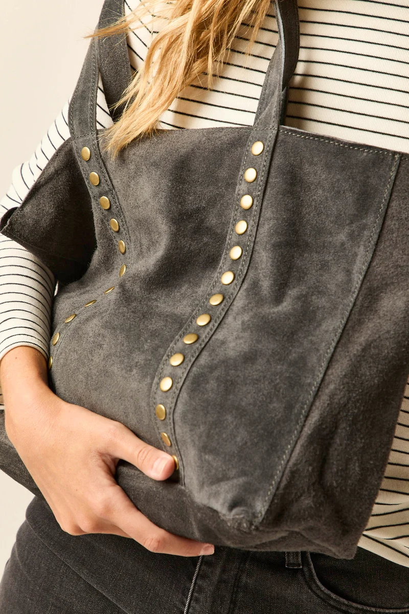 Bolso shopper tachas gris