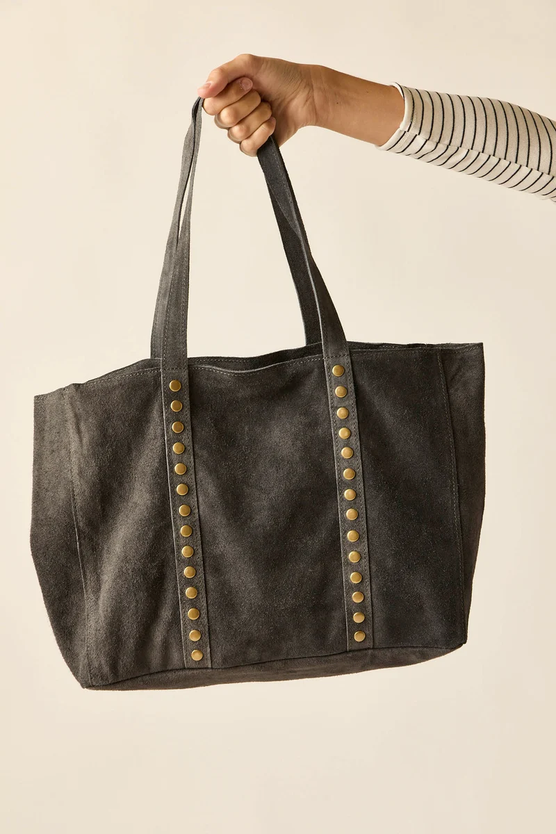 Bolso shopper tachas gris