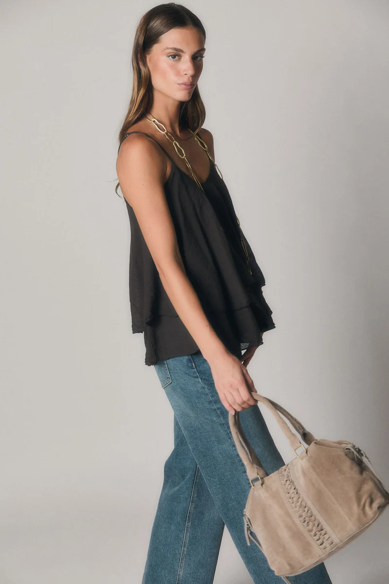 Bolso piel trenza taupe