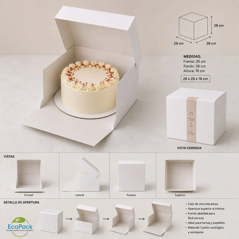 Caja Pastelería Alta 28x28x18cm