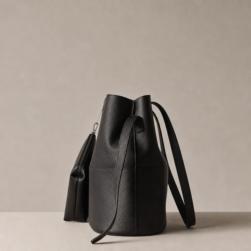 Bolso shopper con neceser negro