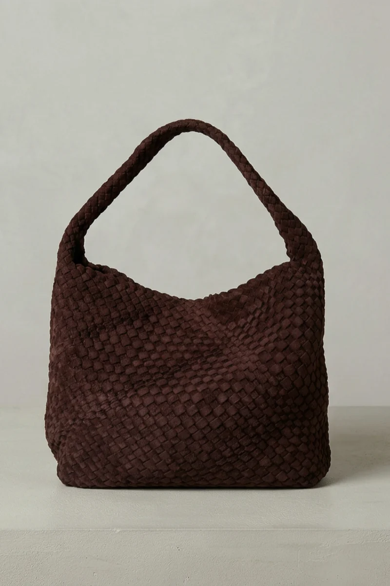 Bolso trenzado marrón