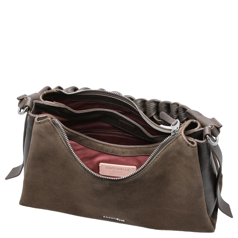 Coccinelle Boheme Suede Bimaterial - Bolso de hombro 30 cm (fango/fango)
