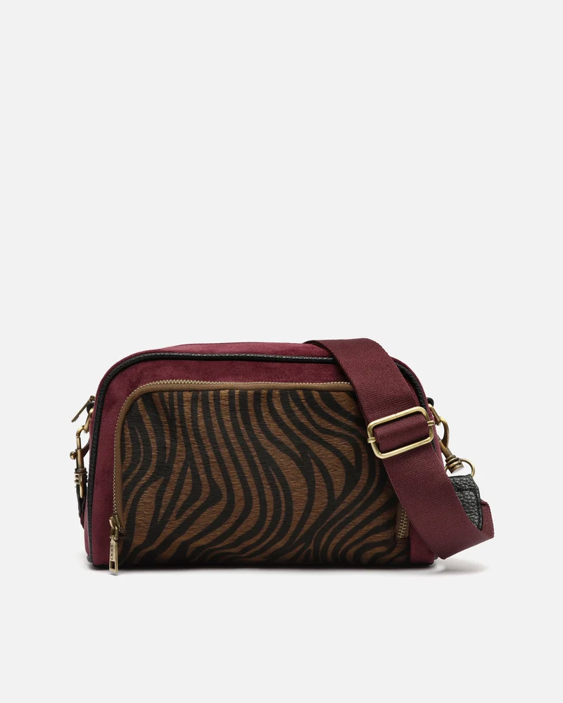 Mider bolso bandolera efecto ante y estampado animal print