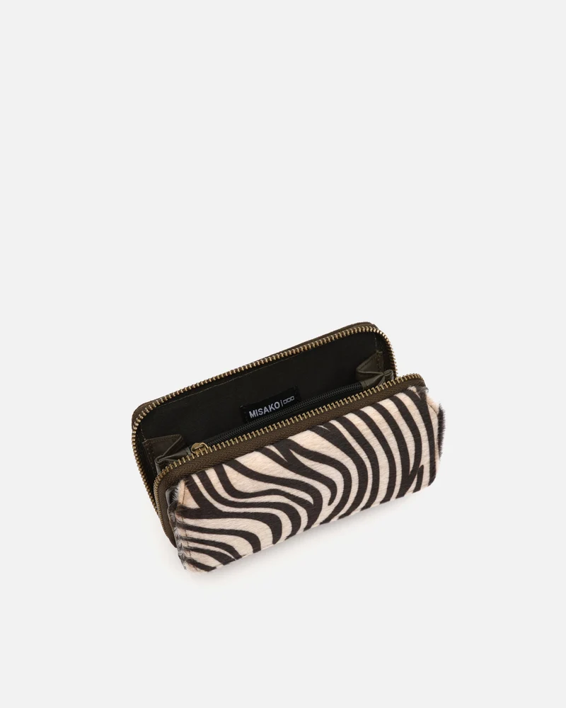 Mider monedero grande efecto ante y estampado animal print