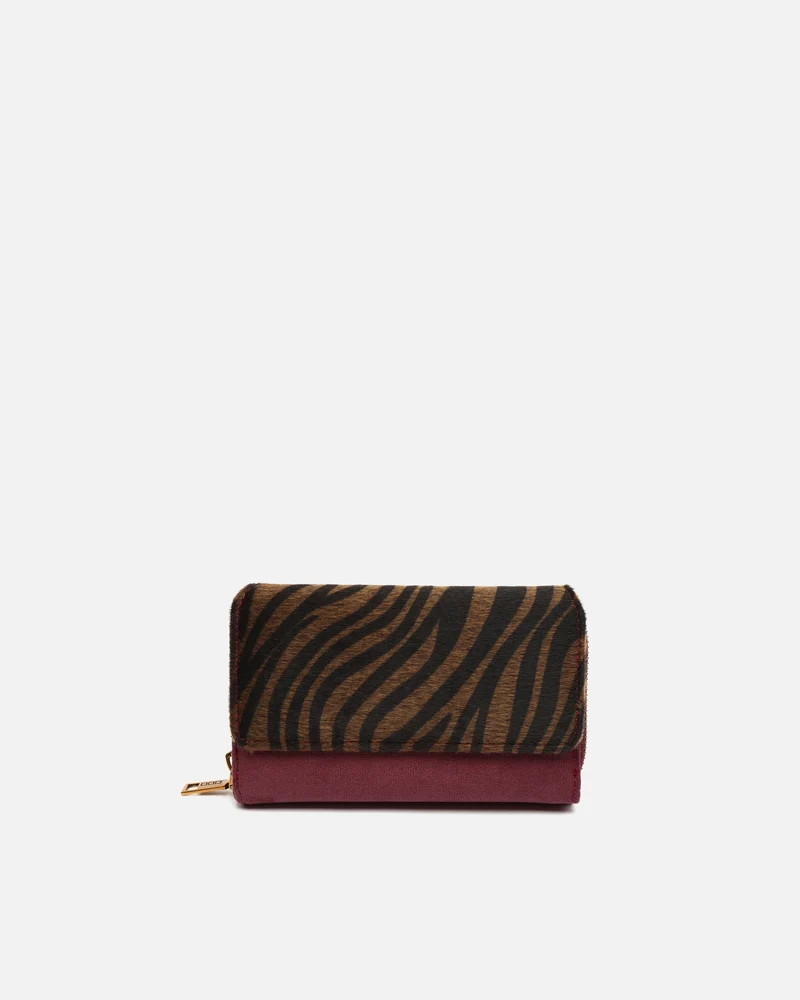 Mider monedero grande efecto ante y estampado animal print