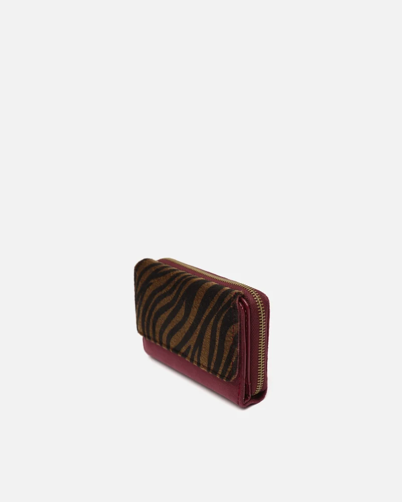 Mider monedero grande efecto ante y estampado animal print