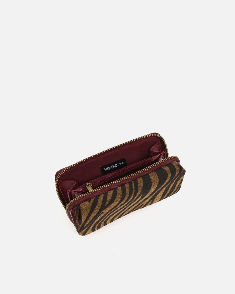 Mider monedero grande efecto ante y estampado animal print