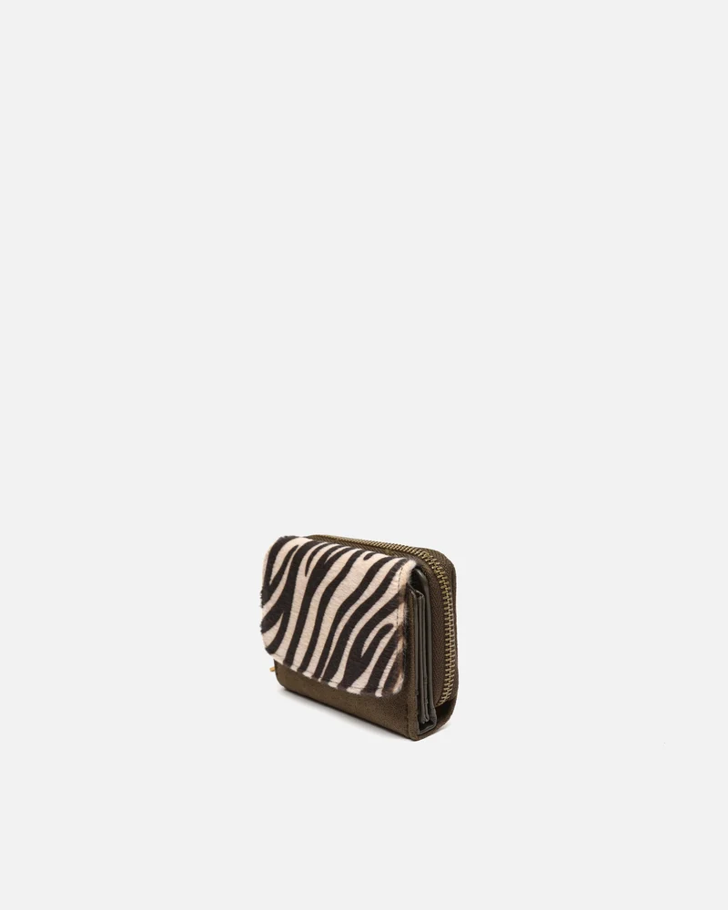 Mider monedero pequeño efecto ante y estampado animal print