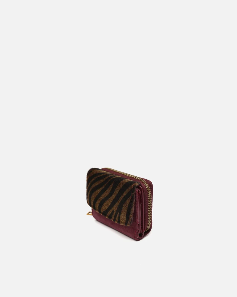 Mider monedero pequeño efecto ante y estampado animal print