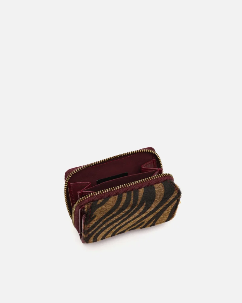Mider monedero pequeño efecto ante y estampado animal print