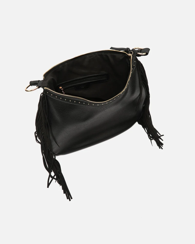Chete bolso hobo con flecos y detalles metálicos