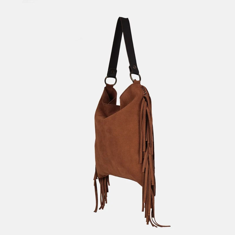 Bolso de hombro de flecos Bravo de serraje CUIROTS