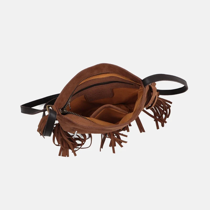 Bandolera rectangular de flecos Bravo de serraje CUIROTS