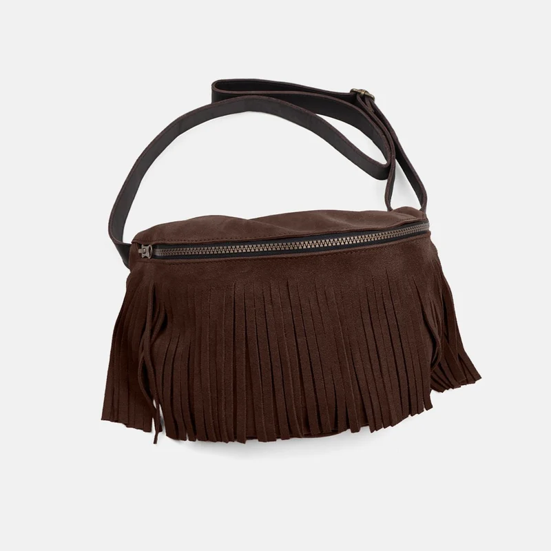 Bandolera riñonera de flecos Bravo de serraje CUIROTS