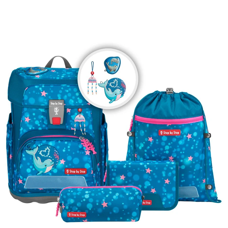 Step by Step Cloud - Set de mochila escolar 5 pzas. (Dolphin Azura)