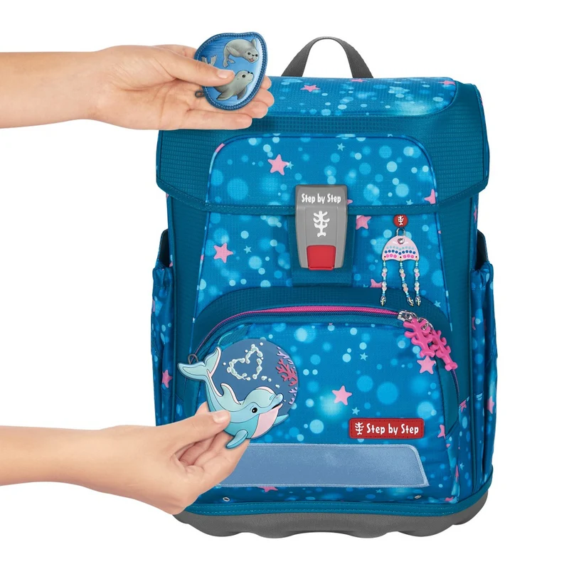 Step by Step Cloud - Set de mochila escolar 5 pzas. (Dolphin Azura)