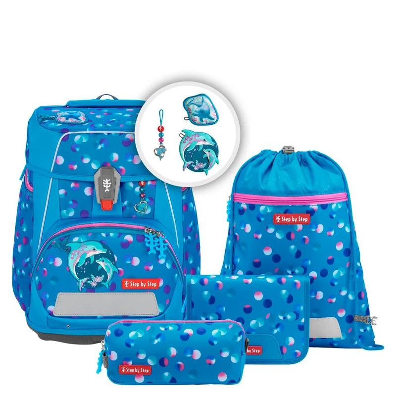 Step by Step Space - Set de mochila escolar 5 piezas (Dolphin Finja)