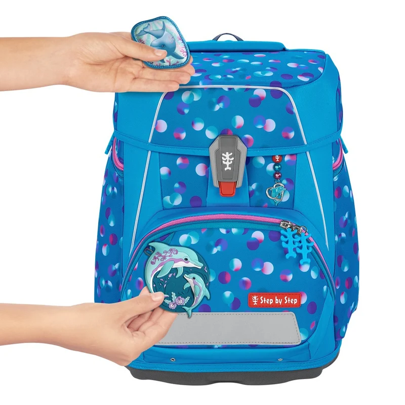 Step by Step Space - Set de mochila escolar 5 piezas (Dolphin Finja)