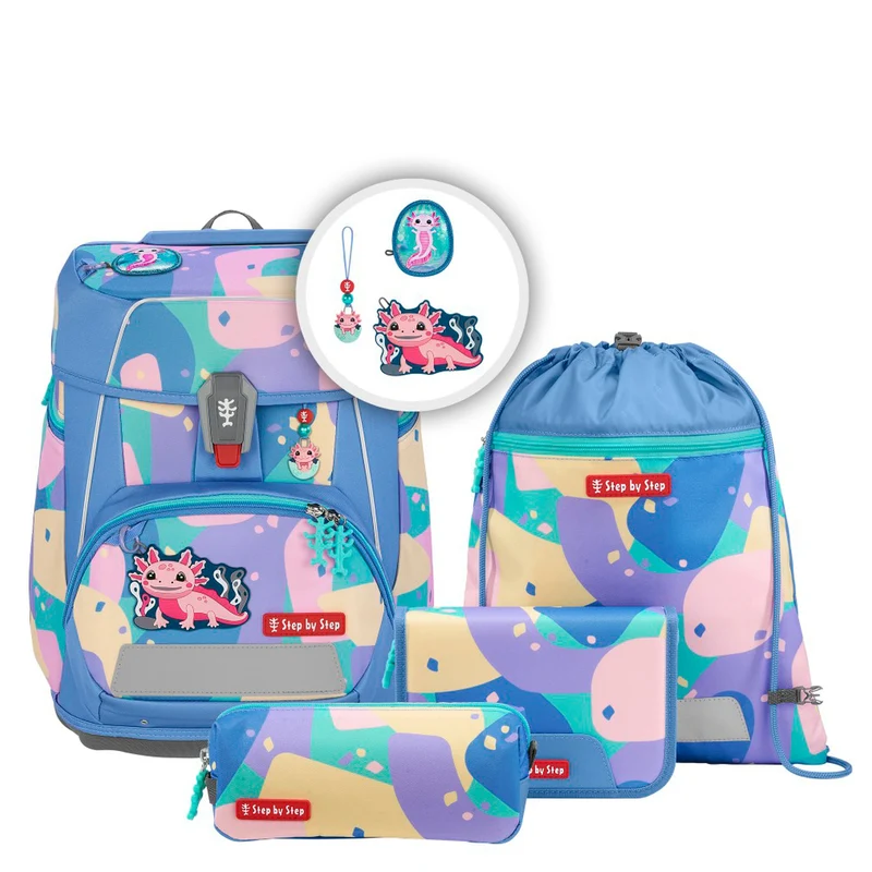 Step by Step Space - Set de mochila escolar 5 piezas (Axolotl Sally)