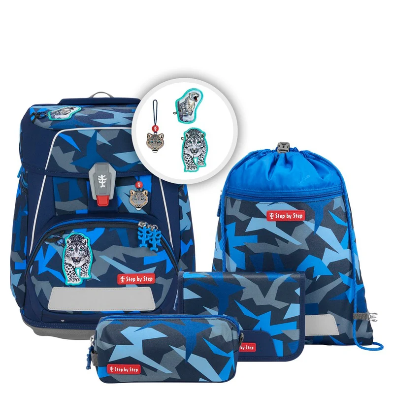 Step by Step Space - Set de mochila escolar 5 piezas (Snow Leopard Arko)