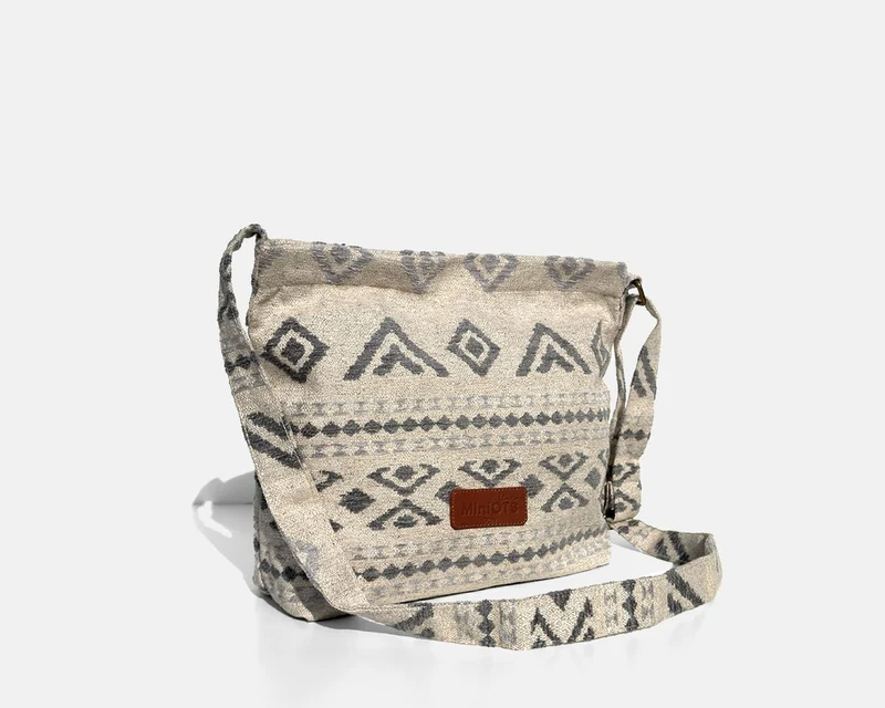 Bolsa bandolera mediana MINIOTS étnico gris