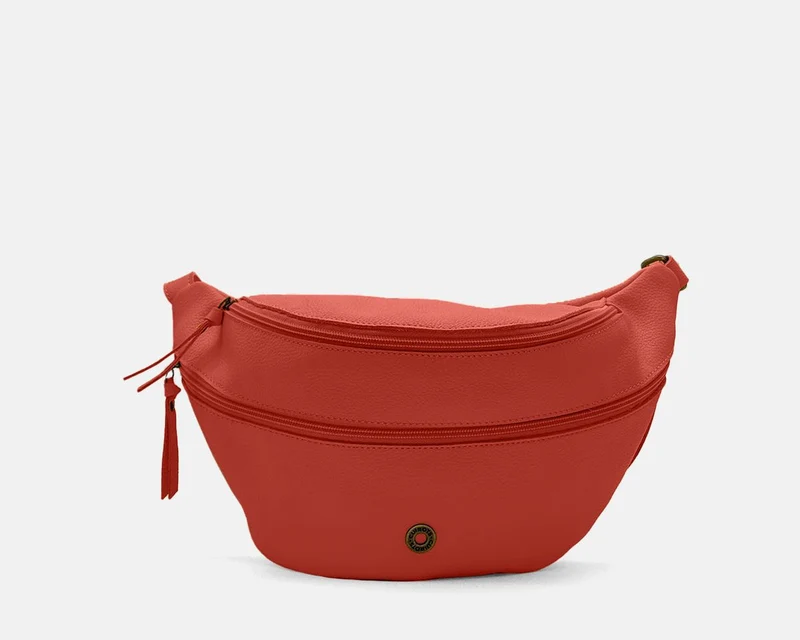 Bandolera tipo riñonera CUIROTS Seta doble cremallera de piel