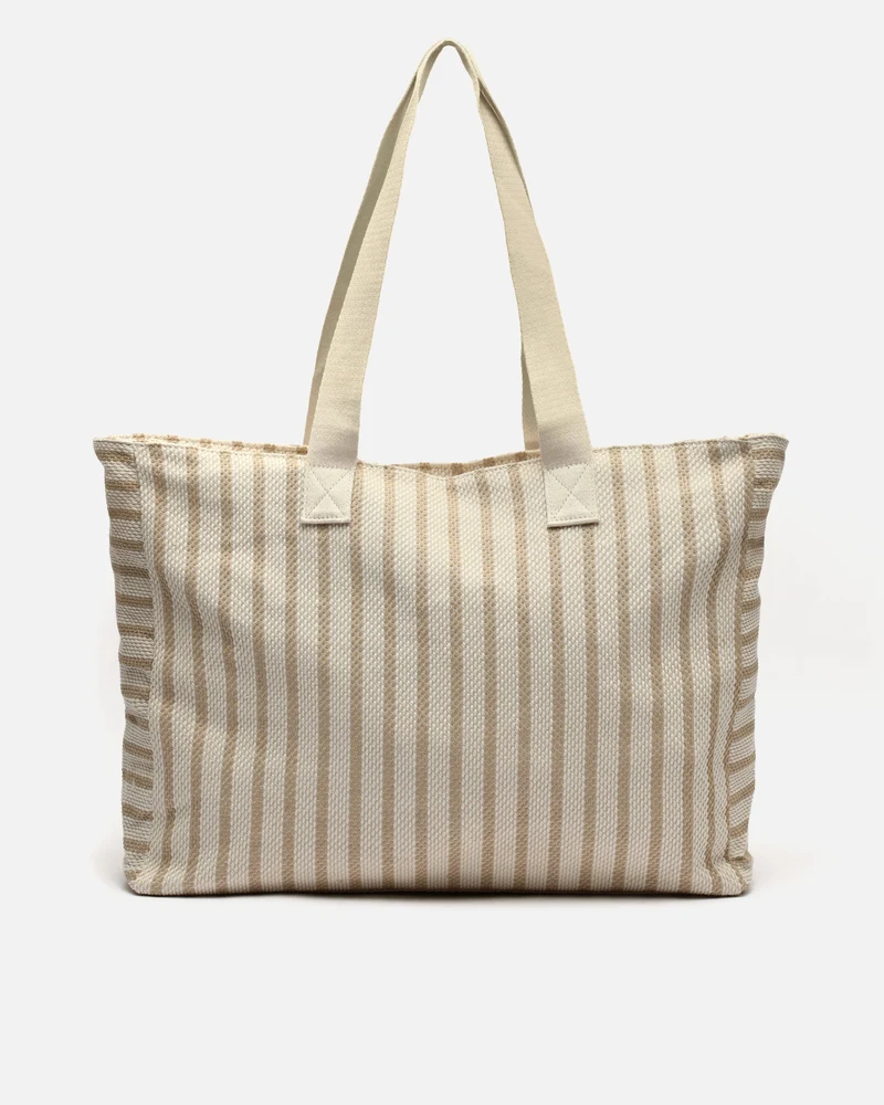 Playa bolsa grande con estampado de rayas en jacquard