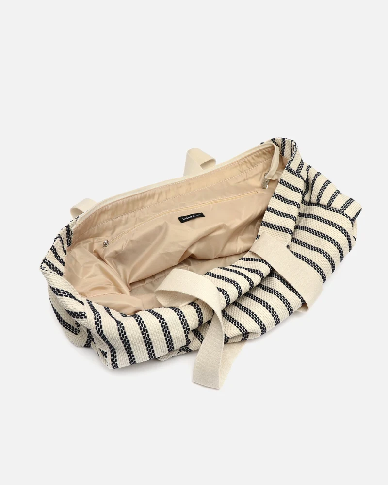 Playa bolsa grande con estampado de rayas en jacquard