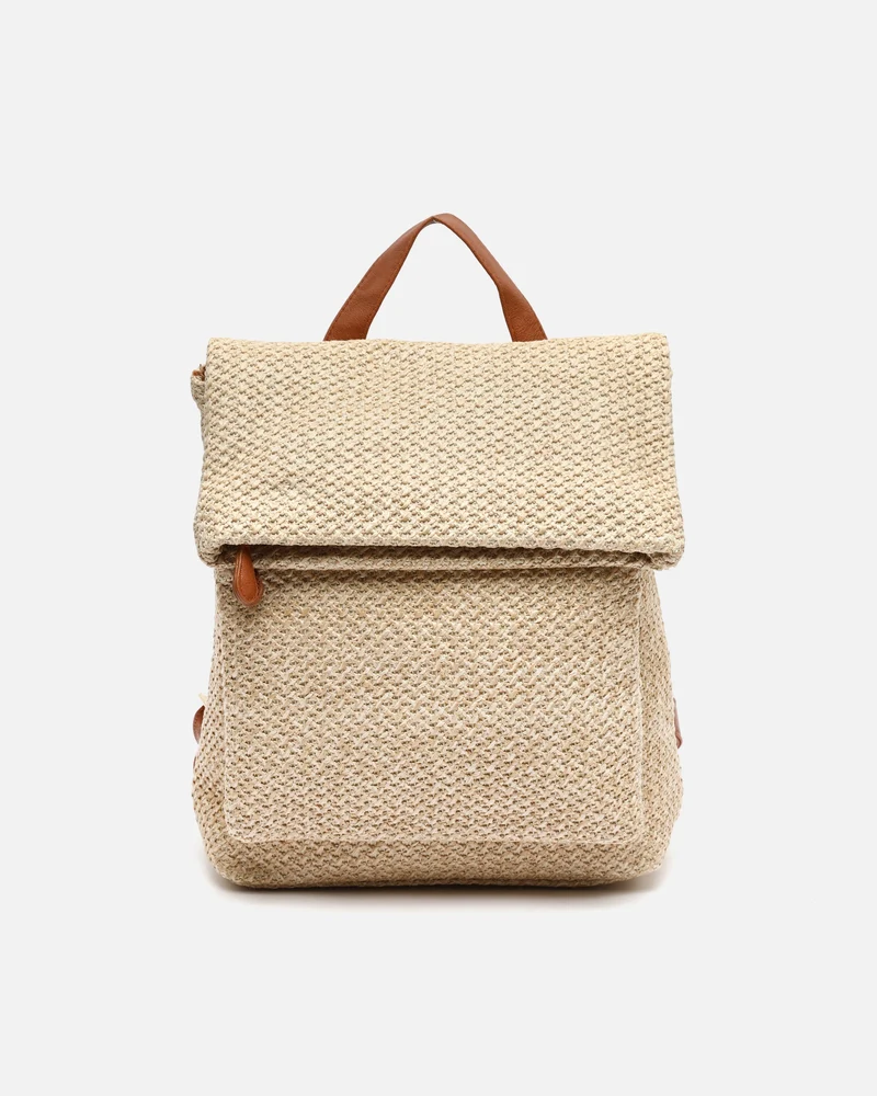 Ralen mochila con solapa efecto rafia