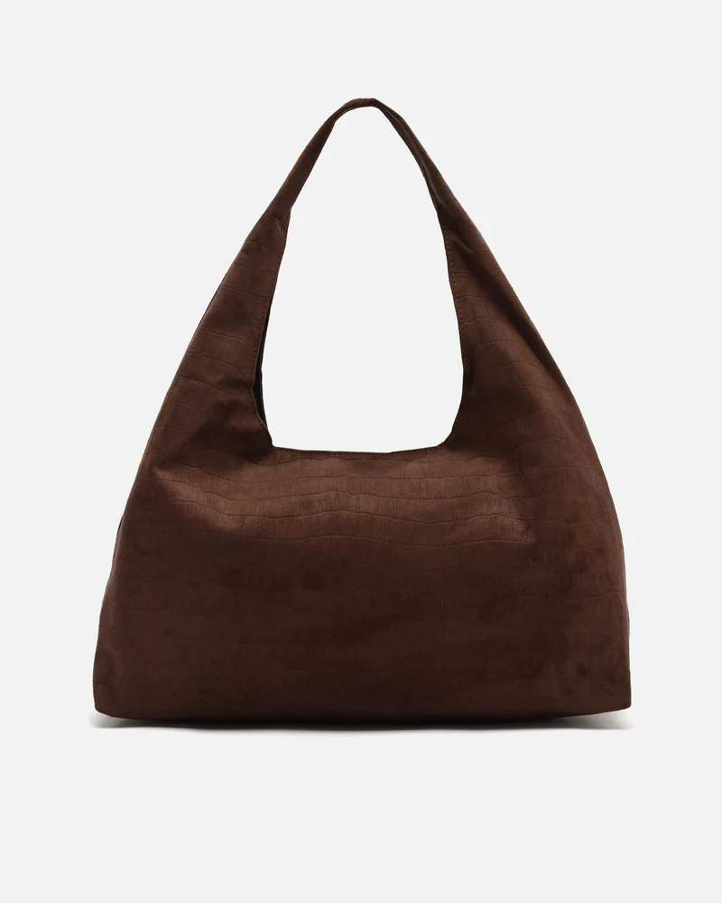 Croqui bolso hobo grande efecto ante con grabado animal print