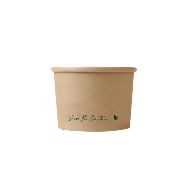 Envase redondo 8 oz Kraft 250 ml con tapa PP (Combo)