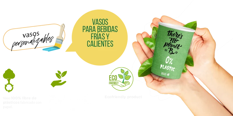 Vasos Verdes Plastic Free 360ml (12oz) (1000 unid/caja)