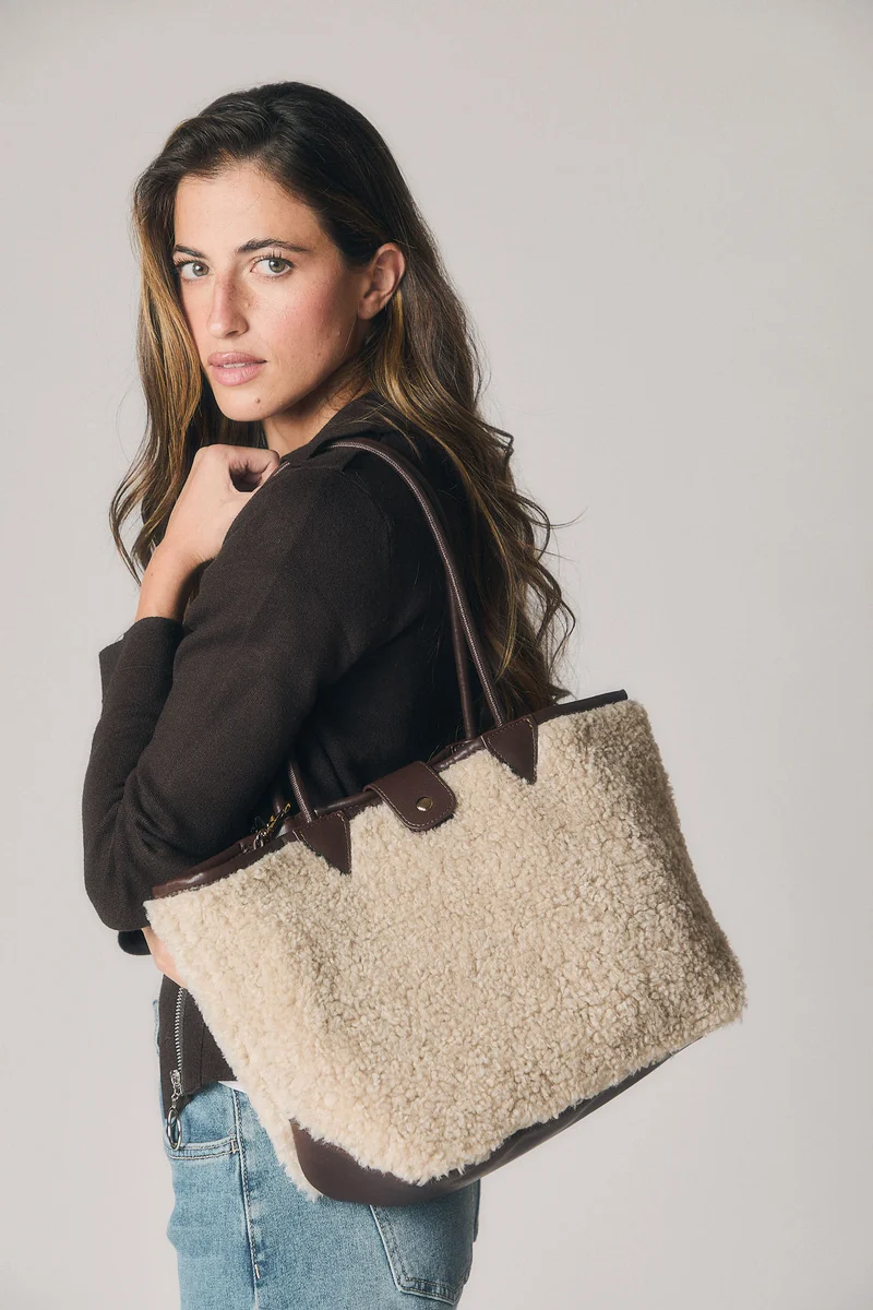 Bolso shopper reversible borreguito marrón