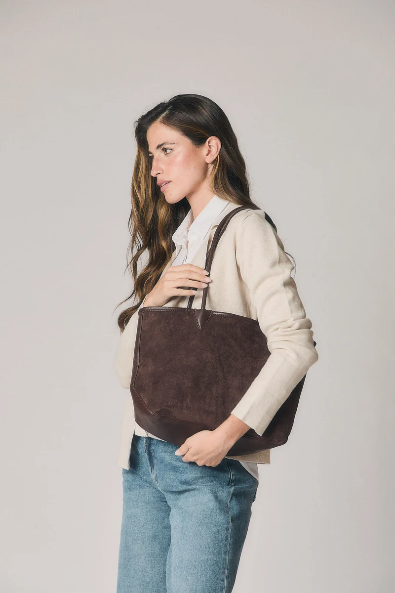 Bolso shopper reversible borreguito marrón
