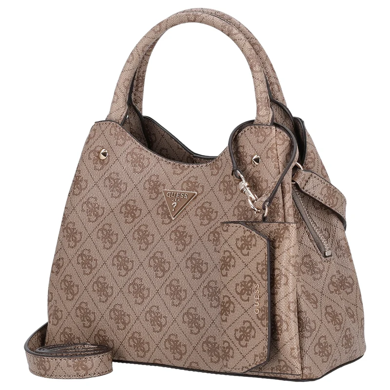 Guess Lorella Logo SM Tote - Bolso de mano 26 cm (latte logo)