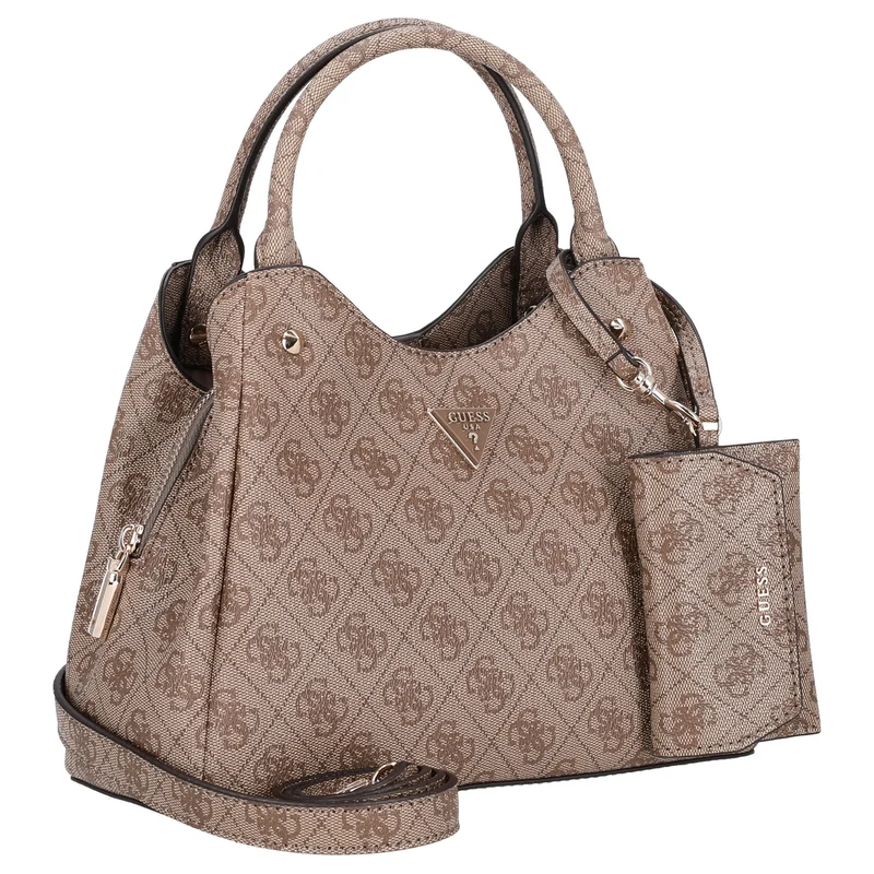 Guess Lorella Logo SM Tote - Bolso de mano 26 cm (latte logo)