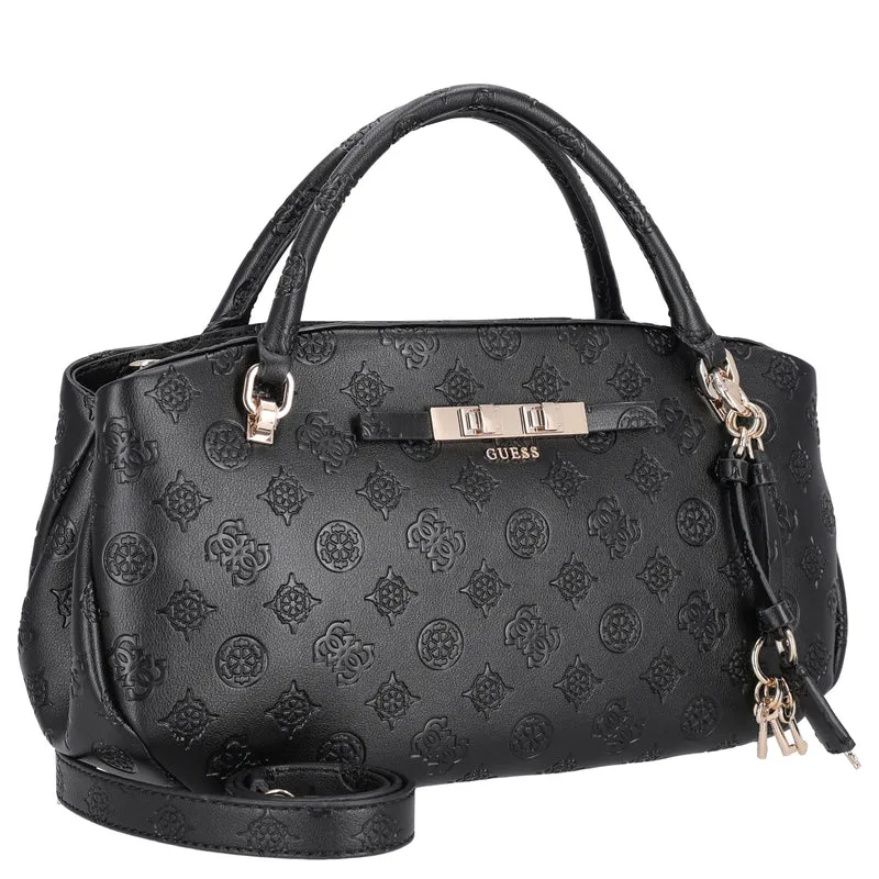 Guess Carmella 3 Comp Satchel - Bolso de mano 30 cm (black logo)
