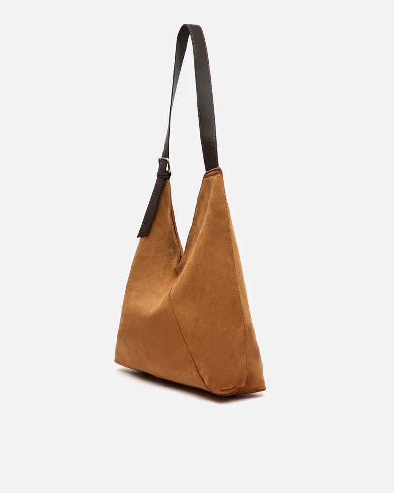 Vire bolso hobo grande efecto ante con cierre de botón