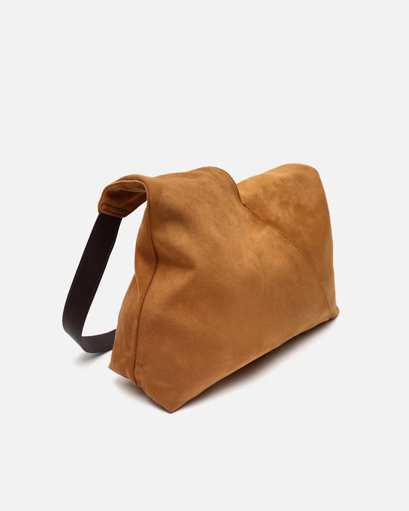 Vire bolso hobo grande efecto ante con cierre de botón