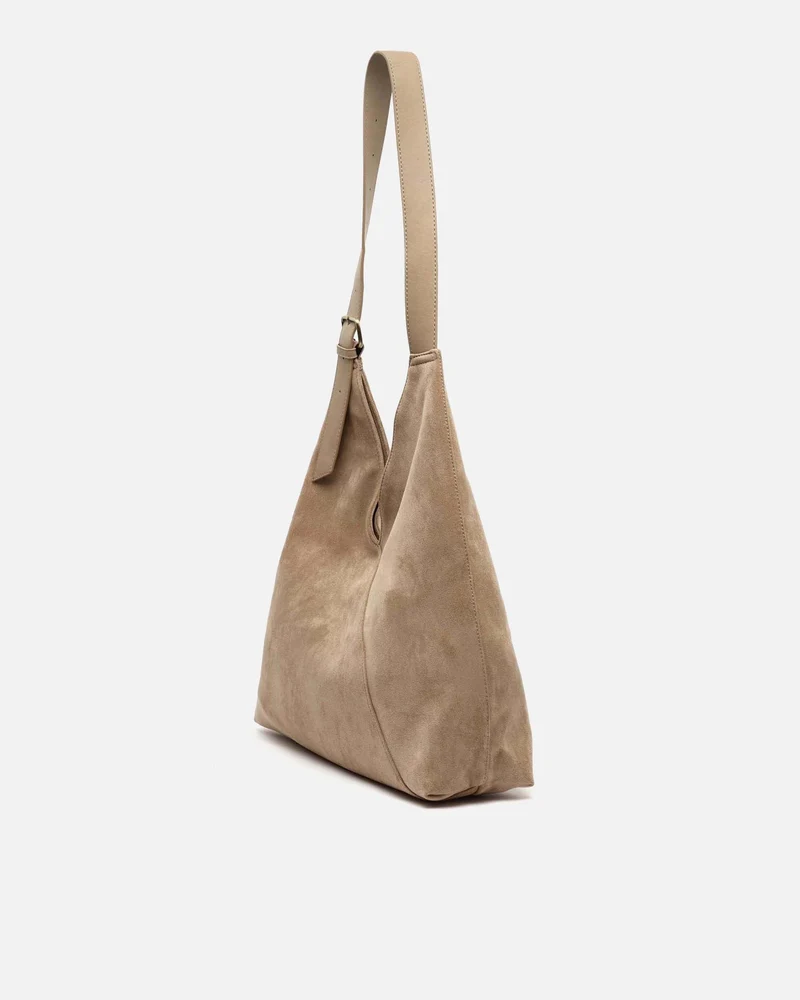 Vire bolso hobo grande efecto ante con cierre de botón