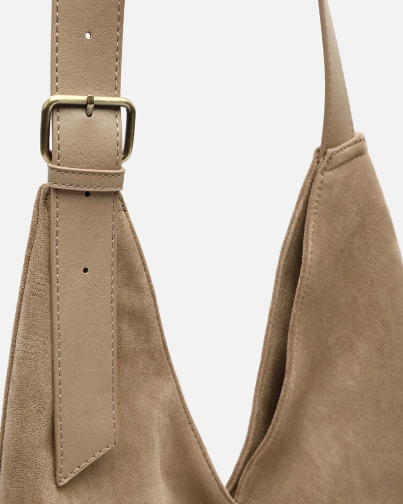 Vire bolso hobo grande efecto ante con cierre de botón