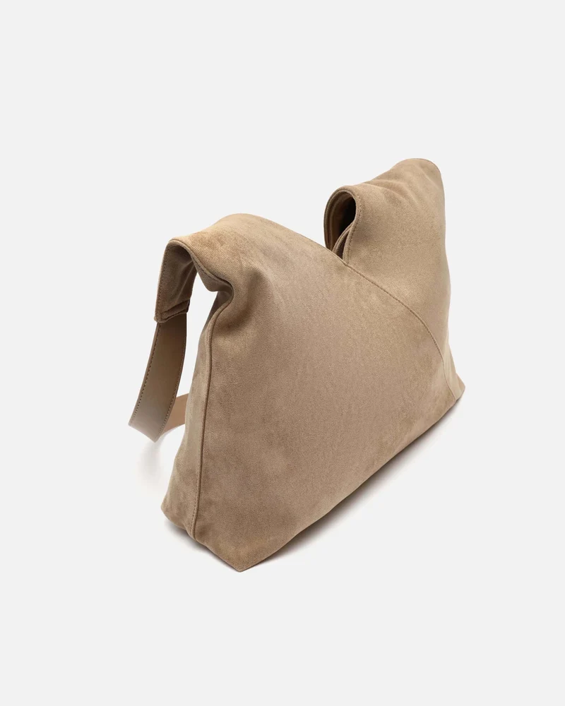 Vire bolso hobo grande efecto ante con cierre de botón