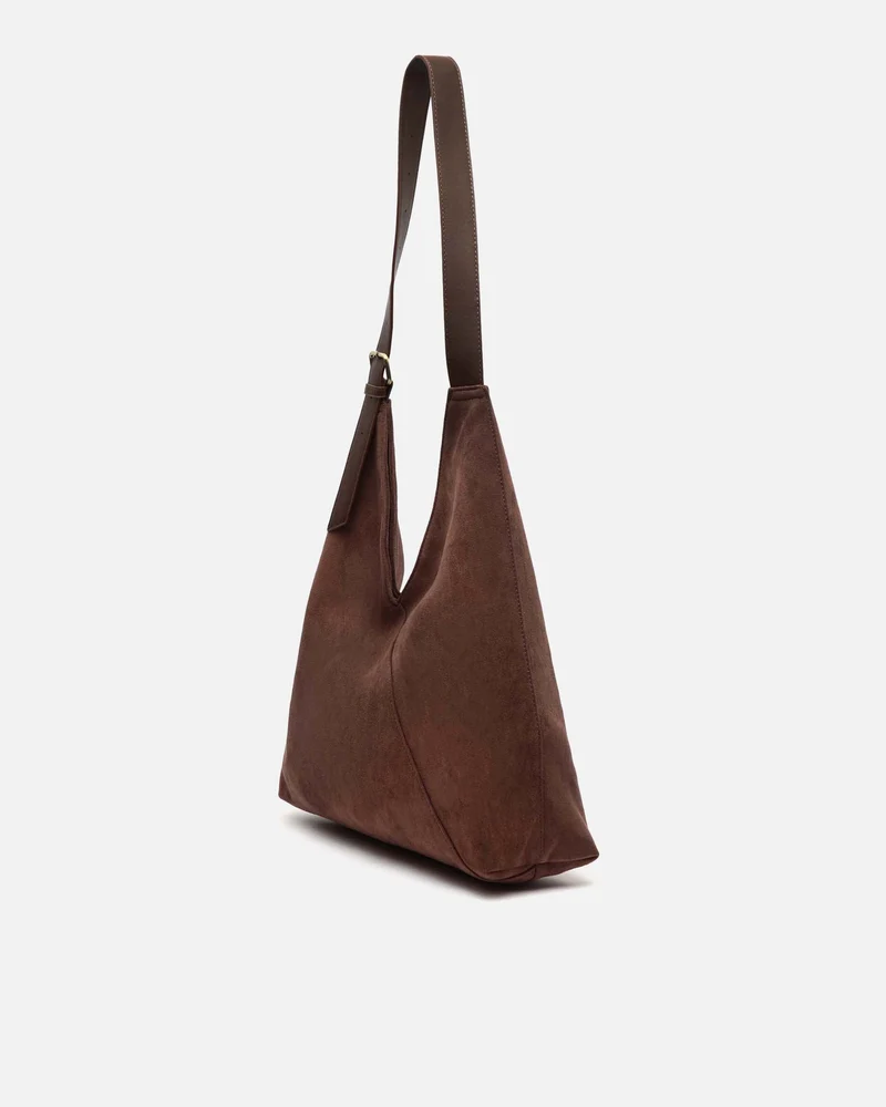Vire bolso hobo grande efecto ante con cierre de botón