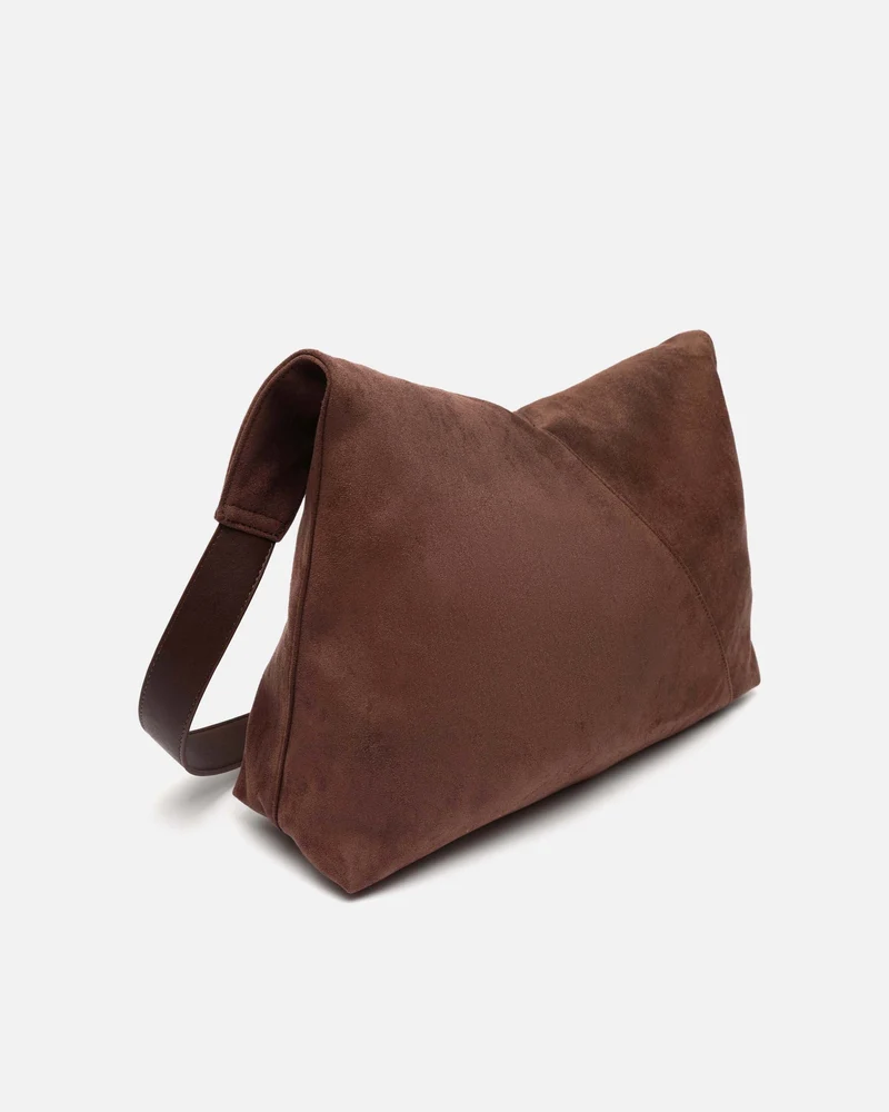 Vire bolso hobo grande efecto ante con cierre de botón