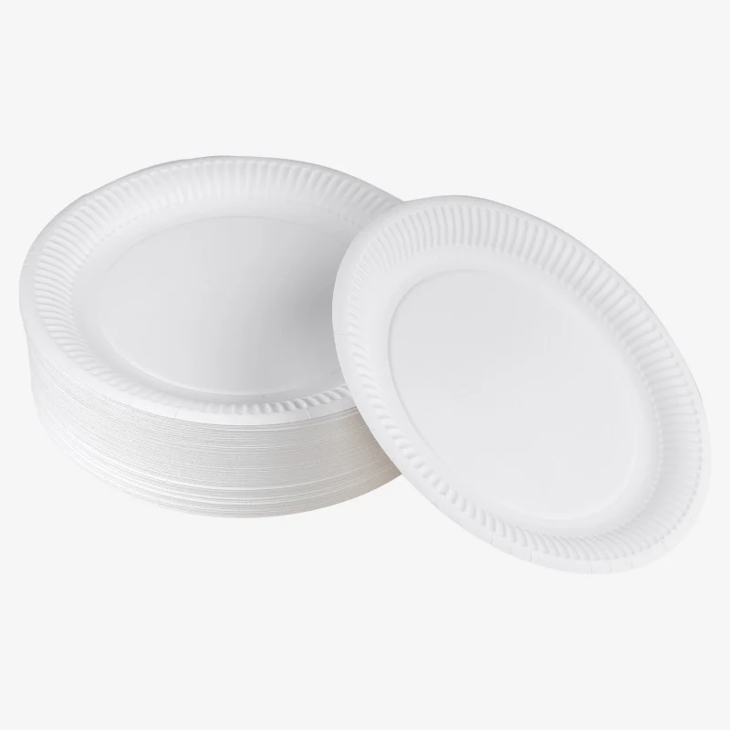 Plato Cartón Laminado Blanco 23 cm