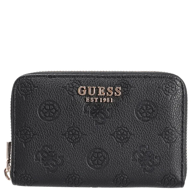 Guess Ella Logo SLG Medium Zip - Cartera 4cc 14 cm (black logo)
