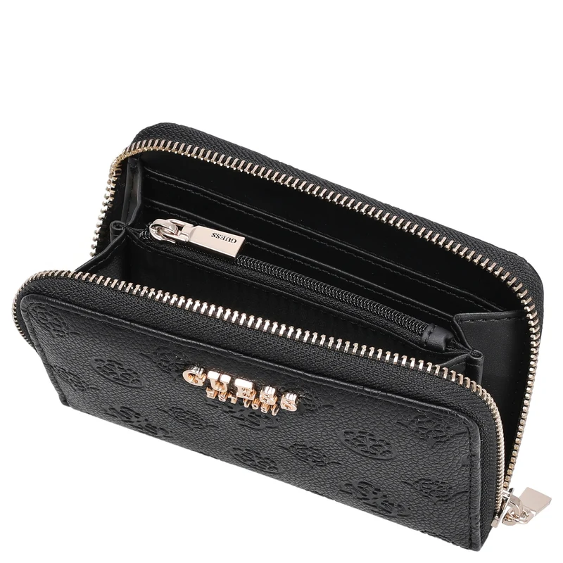 Guess Ella Logo SLG Medium Zip - Cartera 4cc 14 cm (black logo)