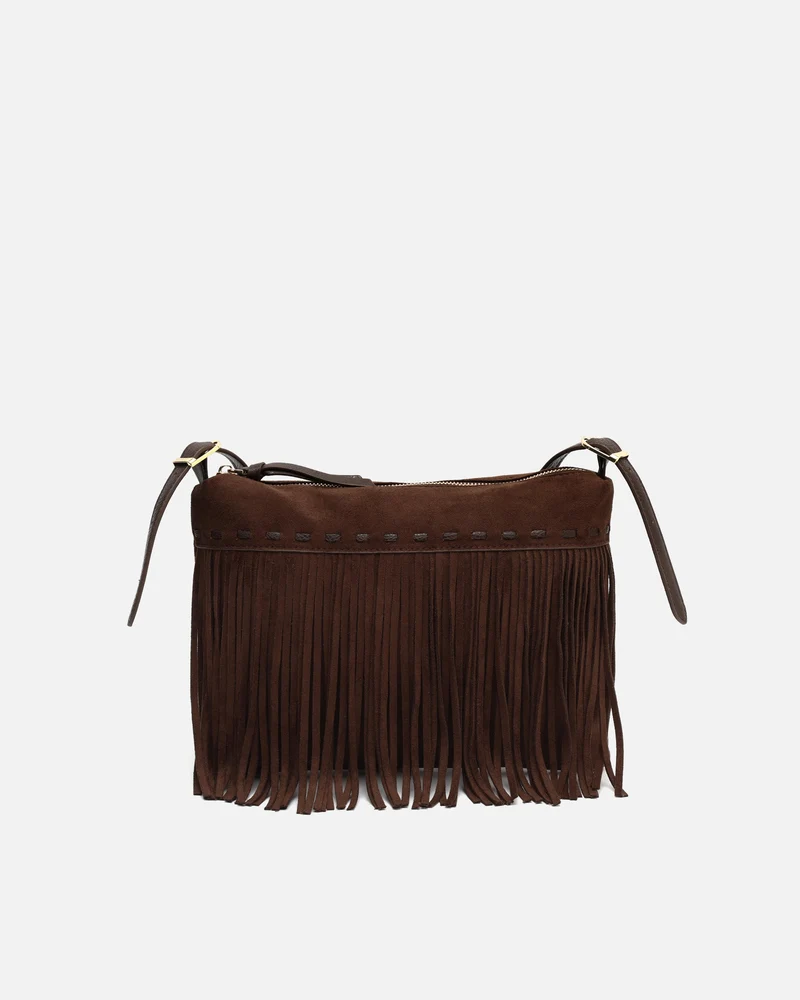 Lunai bolso bandolera pequeño efecto ante con flecos