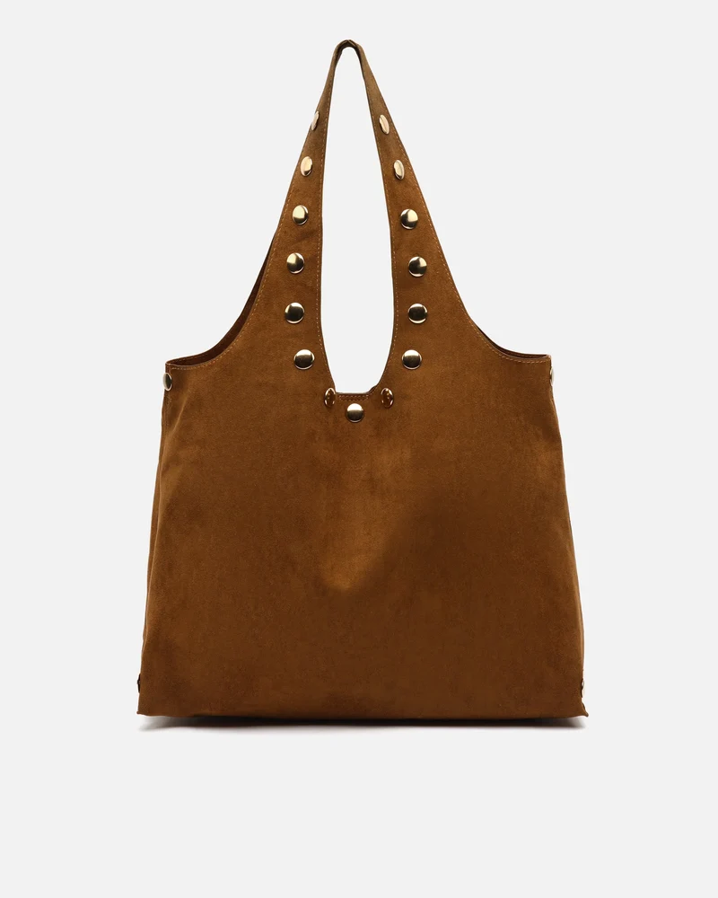 Nemi bolso hobo grande efecto ante con detalles metálicos grandes